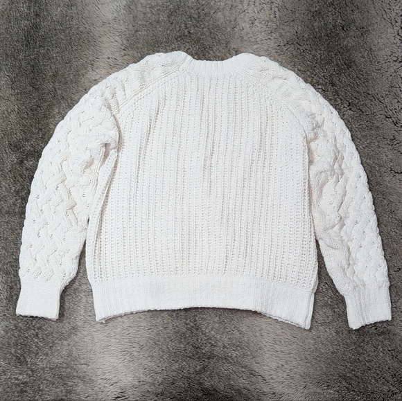 Oysho Cable Knit Basket Weave Chenille Sweater Cream Women's Medium - Picture 2 of 5